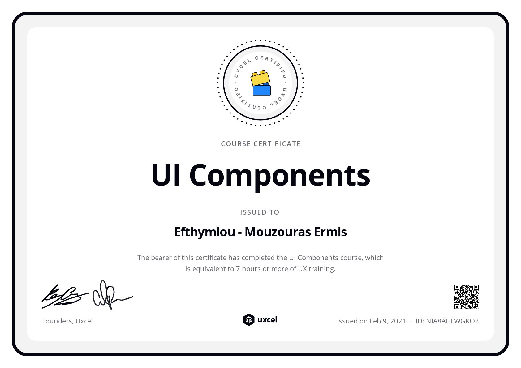 Efthymiou - Mouzouras Ermis's certificate